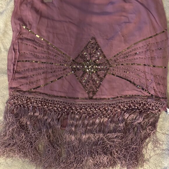 Sue Wong Scarf SILK Dress Shawl Light Purple Lavender Orchid Hand Bead Large 37 - Picture 6 of 15